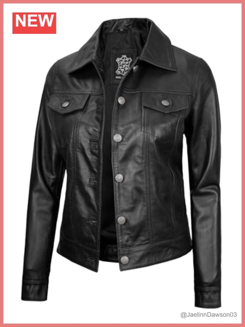 Lambskin Leather Jacket Womens Trucker Shirt Collar Button Up Vintage Style